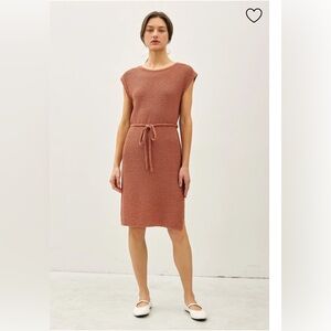 NWT Versona Waffle Knit Sash Tie Short Sleeve Dress sz S/M